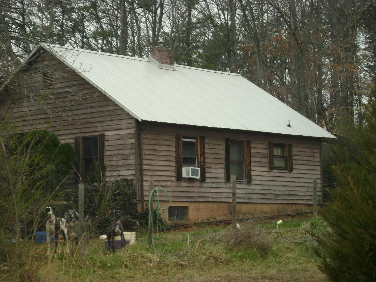 White metal roof on an old wood sided farmhouse, from a Asphalt Shingle Roof Repair job in Ashville